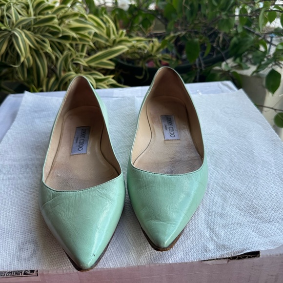 * Jimmy Choo Aline Pointed Easter Egg Green Flats, Size 37 1/2. Excellent! - Picture 8 of 9